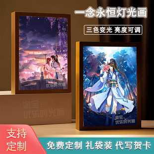 一念永恒镜子灯光画定制小夜灯潮玩装饰画摆件白小纯周边创意礼物