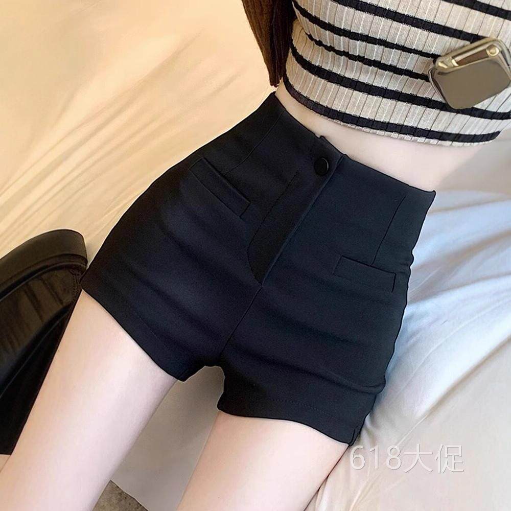 高级感黑色西装短裤女2026夏季新款高腰修身显瘦热裤紧身辣妹裤子