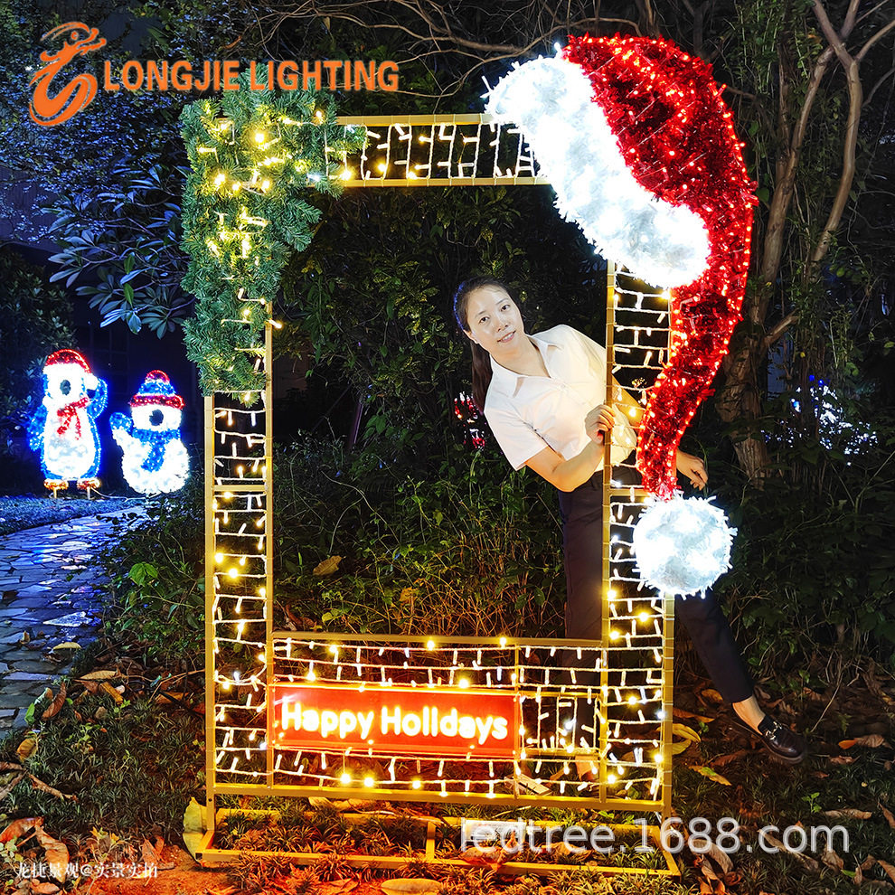 高1.9米立体圣诞相框图案灯造型灯户外草坪大型发光景观美陈,商业/办公家具,景观道具/景观摆件/景观装置,淘宝优惠券,粉丝福利购,淘宝优惠卷