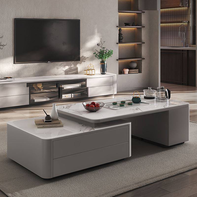 现代简约方形伸缩茶几电视柜组合 意式小户型客厅家用岩板茶几,住宅家具,茶几,淘宝优惠券,粉丝福利购,淘宝优惠卷