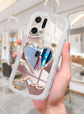 适用于OPPOFindX5手机壳Pro高档透明个性镜面超薄硅胶软壳PFFM10网红新品气囊保护套防摔PFEM10创意化妆镜子