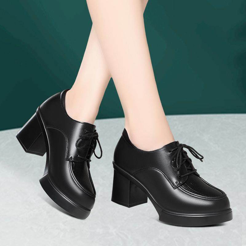 气质厚底百搭女单鞋软皮舒适系带中年妈妈鞋洋气旗袍模特走秀女鞋,女鞋,深口单鞋,淘宝优惠券,粉丝福利购,淘宝优惠卷