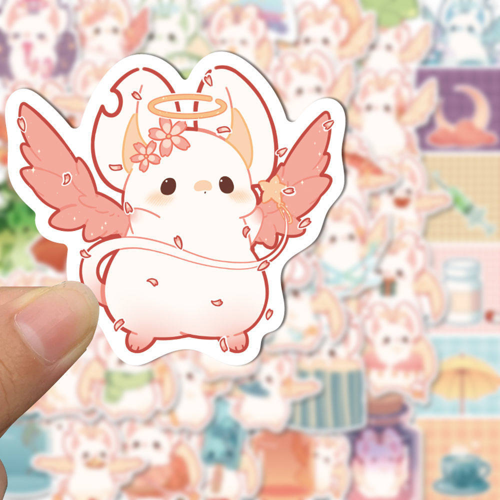 【原创】50张小飞鼠豆包卡通贴纸可爱创意手账贴水杯装饰防水贴画