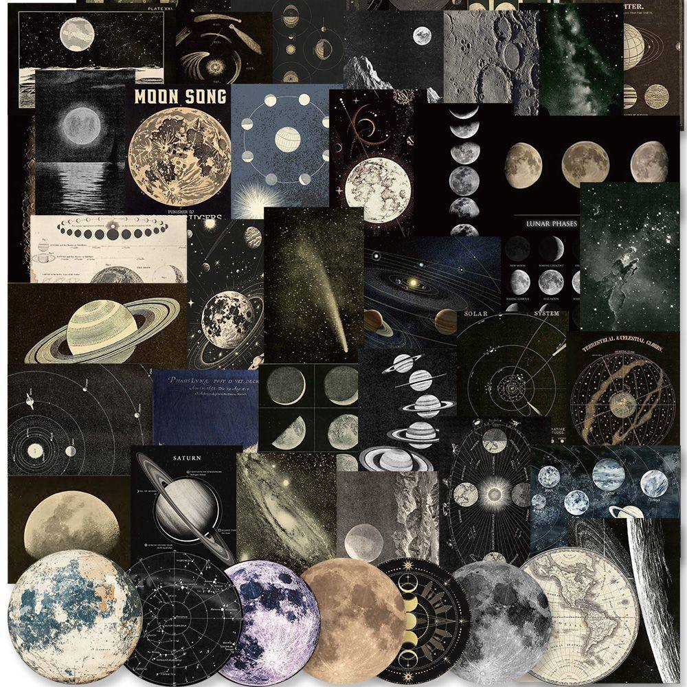 ins复古宇宙星球贴纸设计感