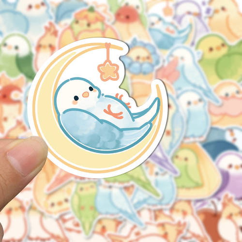 【原创】40张鹦鹉卡通贴画可爱创意手账贴手机壳电脑装饰防水贴画