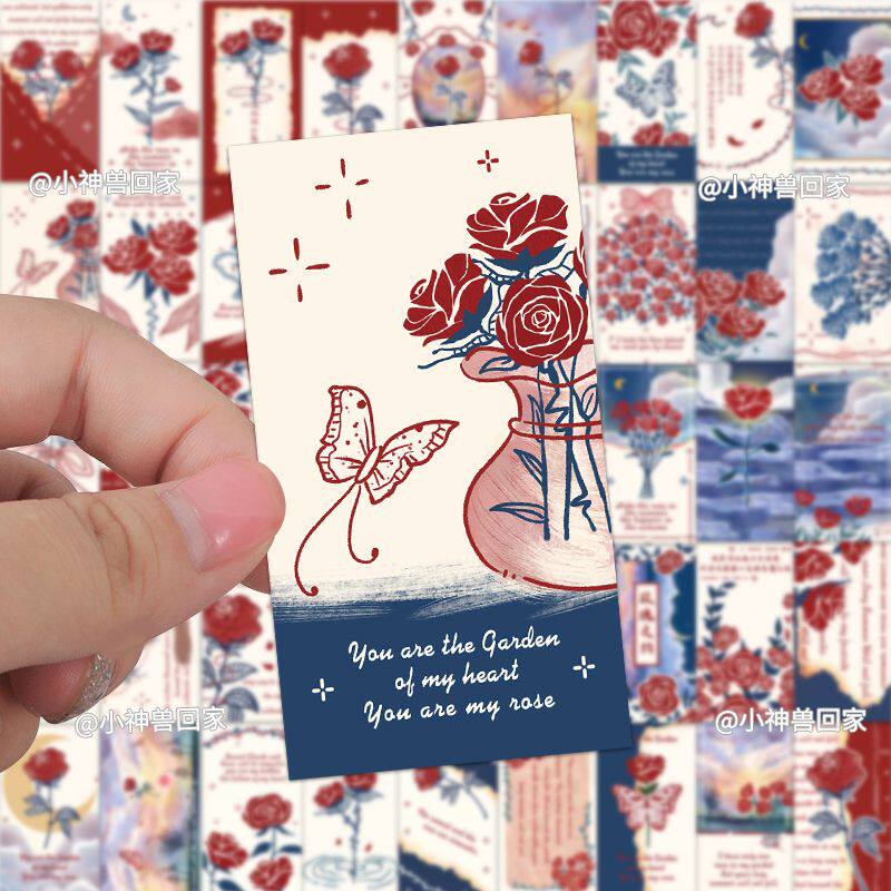 浪漫玫瑰插画贴纸ins风高颜值手账素材创意文艺个性装饰贴纸自粘