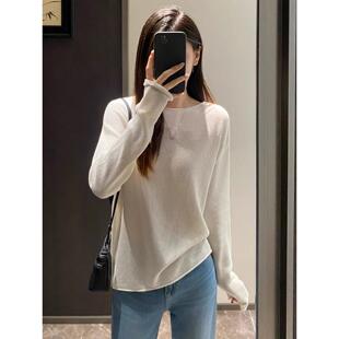 EGG 进口和纸纱卷边领防晒空调衫 垂坠抗皱针织衫 女 SLY多巴胺系