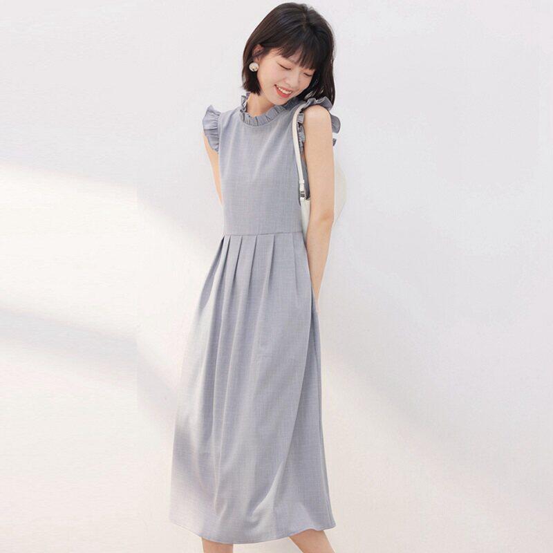 EGG SLY日系轻奢小众设计感连衣裙女夏季中长款千鸟格无袖背心裙