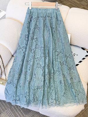 拼接中长款半身裙a字裙