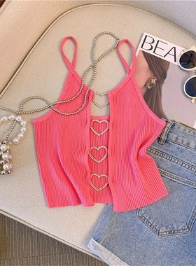 Ladies' hollowed out sleeveless camisole top女士镂空吊带上衣