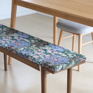 长凳坐垫加厚实木垫子防滑椅套可拆卸软垫海绵可定制棉麻田园美式