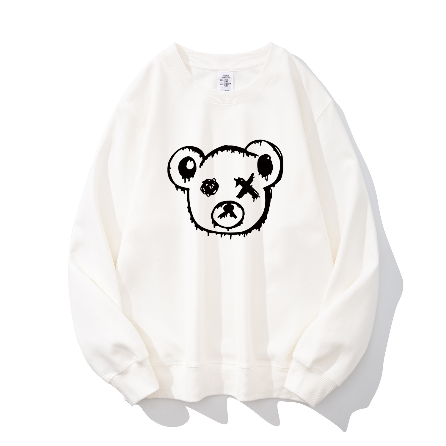 卡通小熊青少年学生圆领卫衣加绒