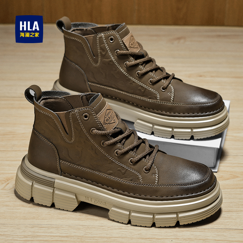 海澜之家马丁靴男款真皮