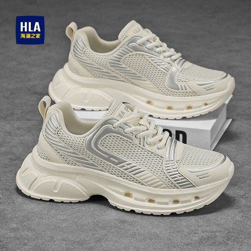 海澜之家男鞋秋季透气鞋子男轻便网面防臭网鞋运动休闲增高老爹鞋