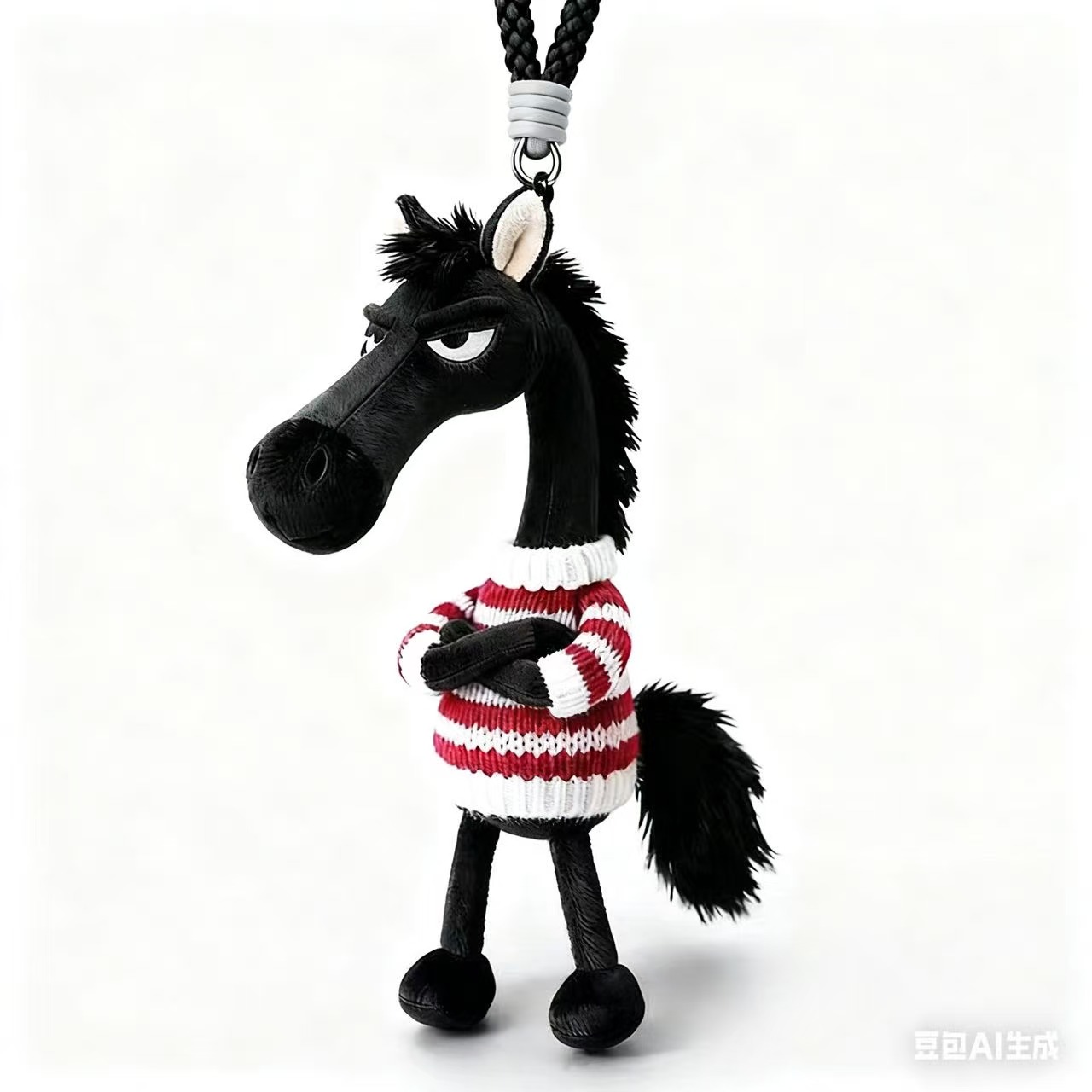 实拍图小红马天选高冷黑马毛绒玩具挂件玩偶马年吉祥物礼品布娃娃