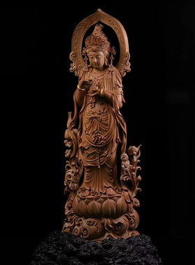 跨境批发老山檀香杨柳观音菩萨佛系摆件家居佛室办公室摆设神像