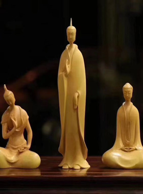 跨境黄杨木雕北魏佛桌面摆件家居礼品装饰品圆雕禅意古典