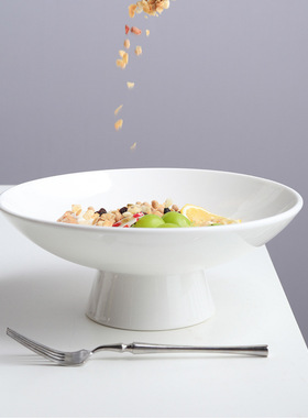 宫廷风高脚碗陶瓷茶点盘家用甜品零食果盘创意简约小吃点心托盘