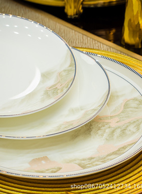 碗家用2024新款景德镇轻奢骨瓷餐具套装碗碟套装家用乔迁礼品碗盘