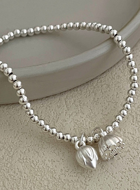 跨境榕树下S999银两世欢莲蓬圆珠手串女高级感百搭ins网红礼物手