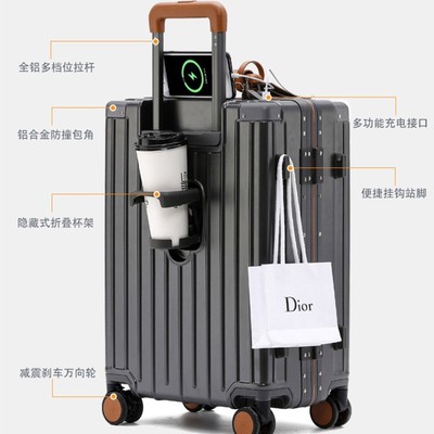 airway行李箱拉杆箱女登机箱20寸铝框旅行箱男刹车多功能密码箱PC