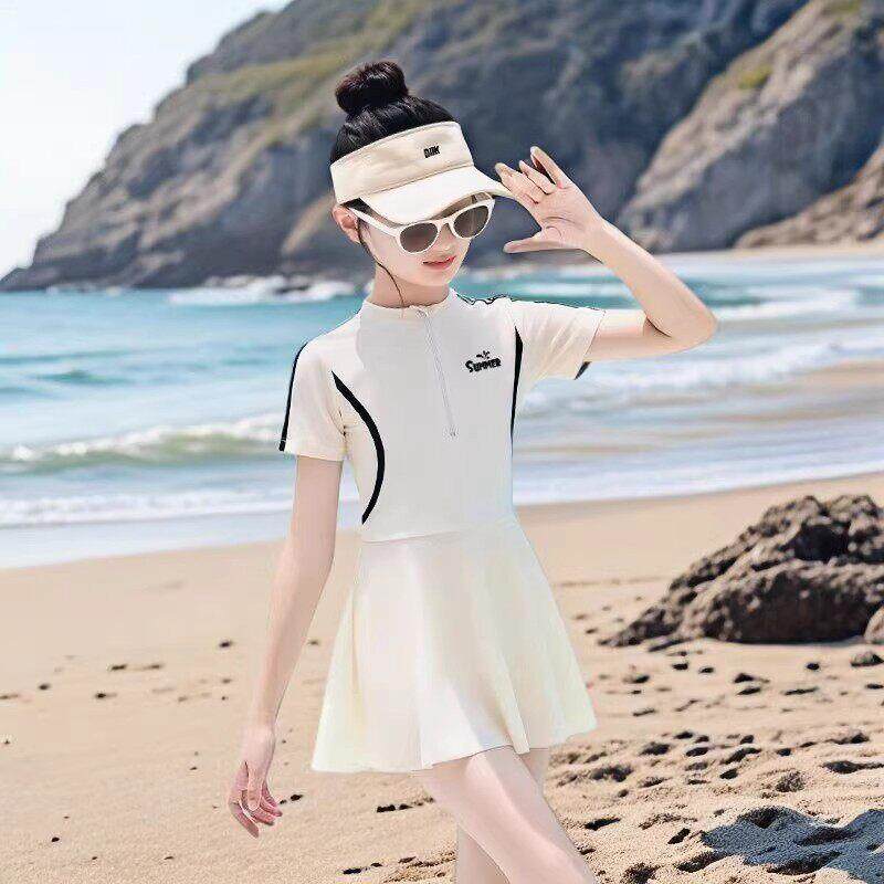儿童泳衣女童2026新款连身女孩中大童小学初中运动专业训练游泳装