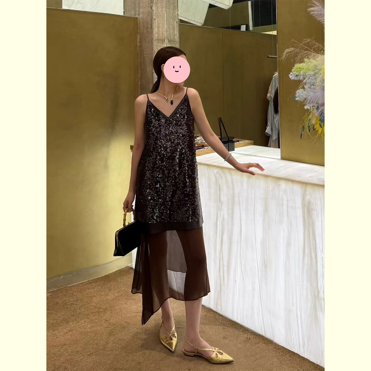 复古重工网纱拼接亮片连衣裙女2025秋冬新款独特别致假两件吊带裙,女装/女士精品,连衣裙,淘宝优惠券,粉丝福利购,淘宝优惠卷