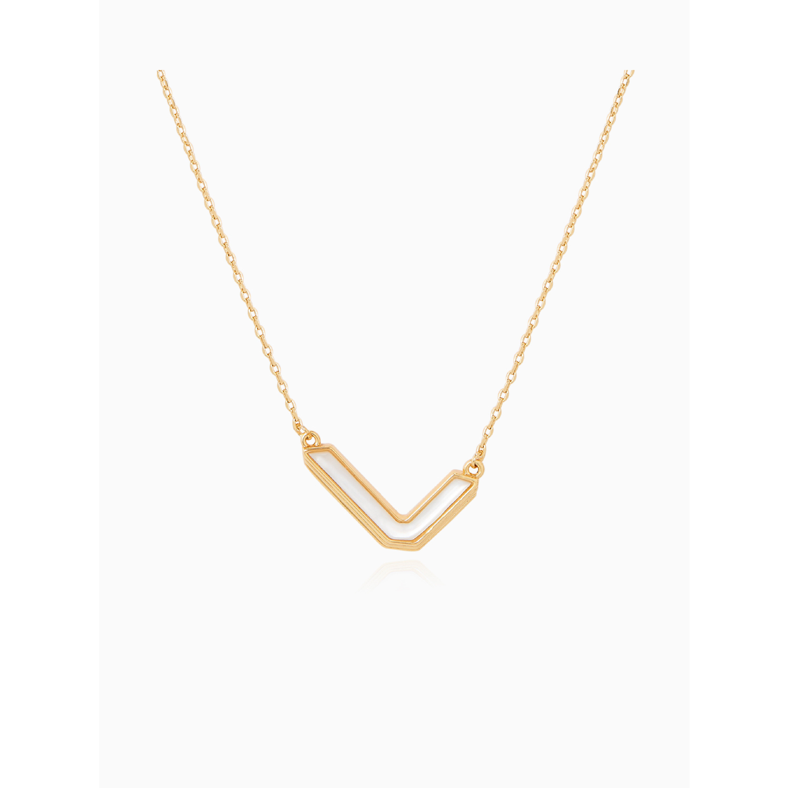 neverfar铜镀18K金半框贝母项链