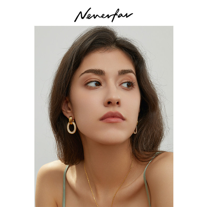 【立享88折】Neverfar复古真我系列条纹椭圆贝母耳环女高级,饰品/流行首饰/时尚饰品新,耳环,淘宝优惠券,粉丝福利购,淘宝优惠卷