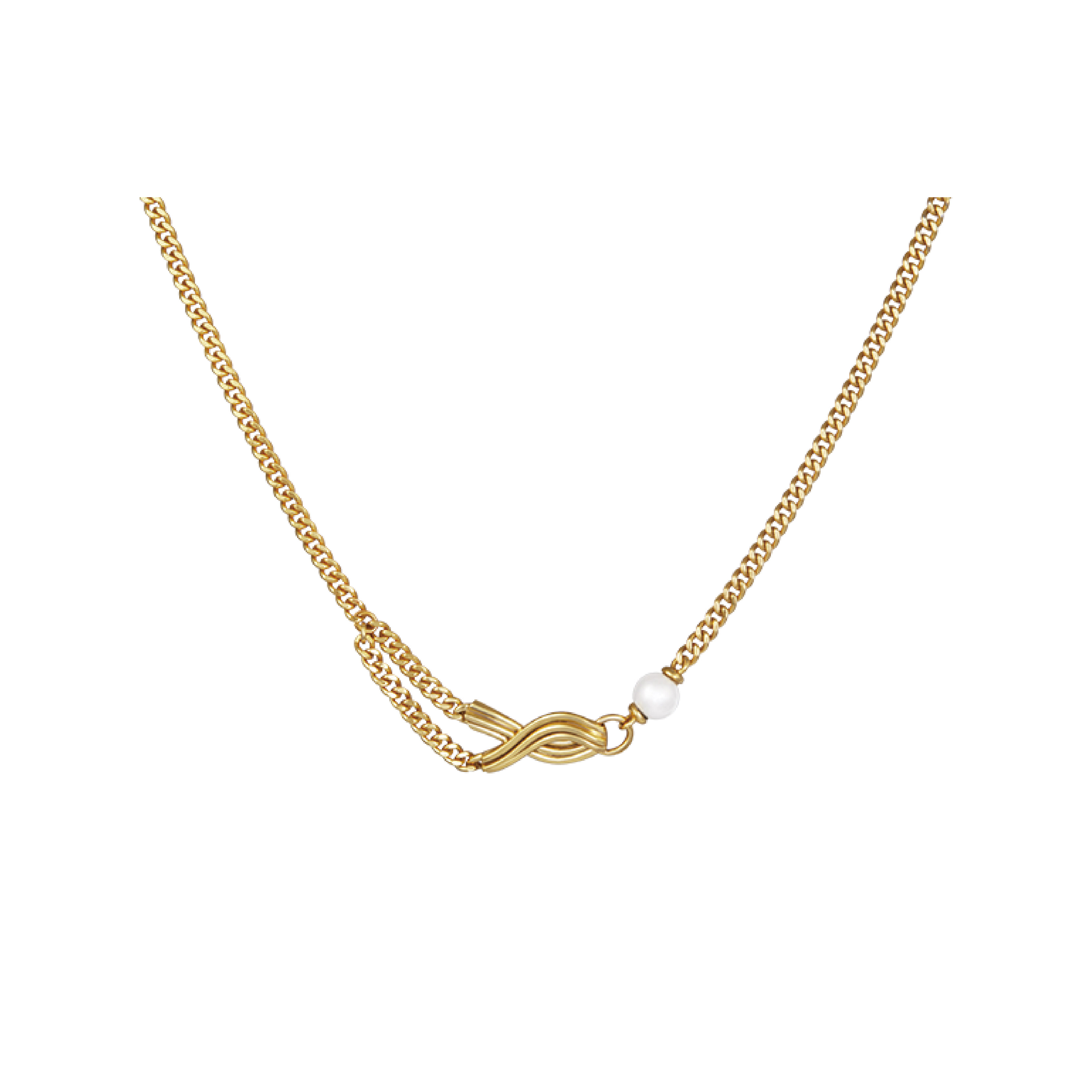 珍珠链条铜镀18K金NEVERFAR