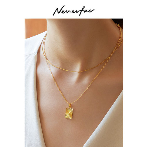 车花方牌项链NEVERFAR