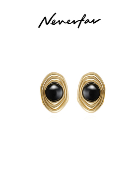 【立享9折】NEVERFAR「回响」系列黑玛瑙小耳钉复古秋冬耳饰