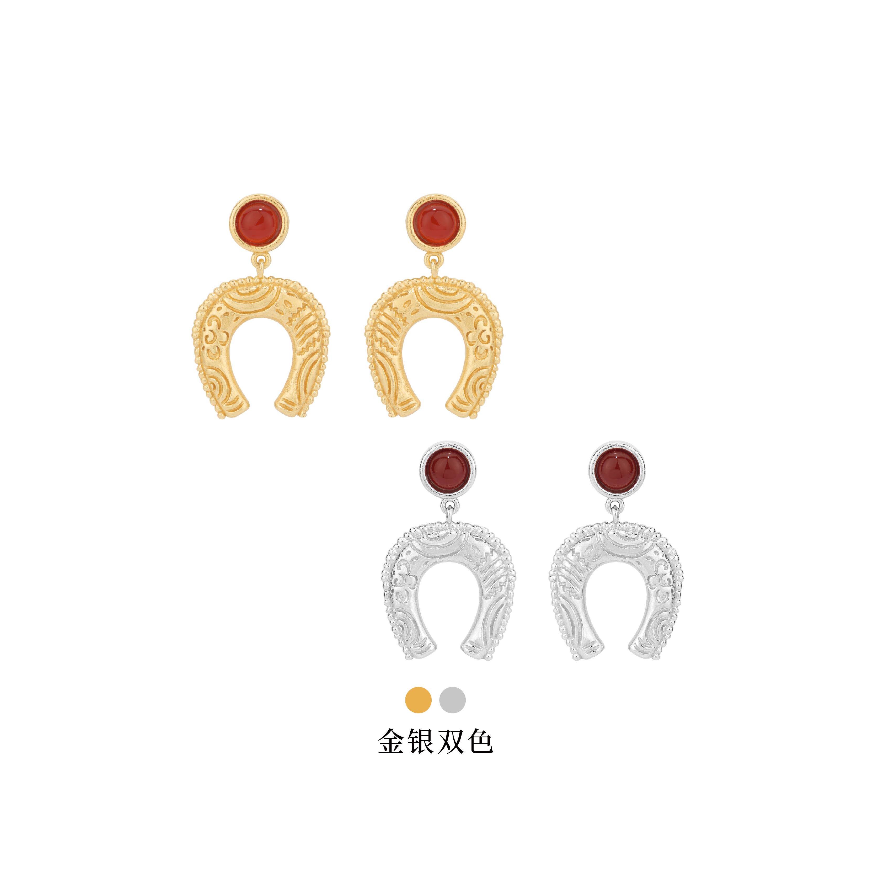 【立享9折】Neverfar跃马逐光系列跃马征途红玛瑙马蹄耳环