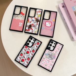A54 创意亚克力卡通KT猫适用三星GalaxyS25Ultra手机壳S24 23全包防摔A52 A15 A55保护套 S24FE可爱少女心A05