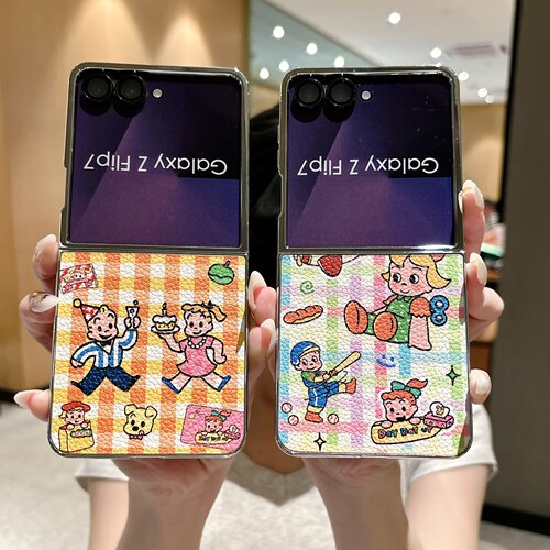 创意电镀原田治适用于三星zFlip7手机壳折叠GalaxyZFlip6/5/4少女心可爱W26/W25/W24Flip/小众翻盖防摔保护套