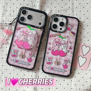 23plus全包S23Ultra防滑保护套 S24FE可爱S23 创意磁吸樱桃粉小兔适用三星GalaxyS25Ultra手机壳S25EDGE S24