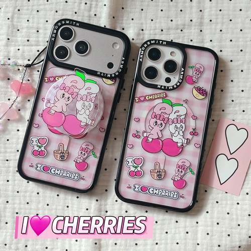 创意磁吸樱桃粉小兔适用三星GalaxyS25Ultra手机壳S25EDGE/S24/S24FE可爱S23+/23plus全包S23Ultra防滑保护套