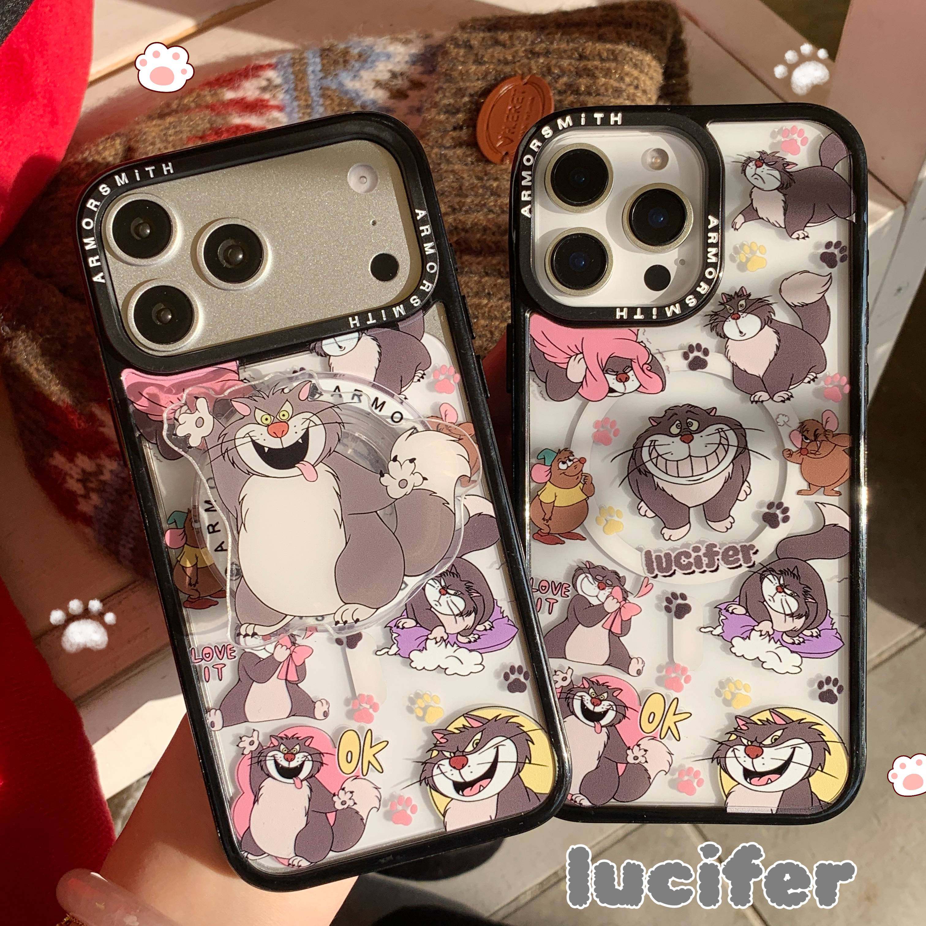 创意磁吸韩风路西法猫适用三星GalaxyS25Ultra手机壳S25EDGE/S24/S24FE少女心S23+/23plus防摔S23Ultra保护套