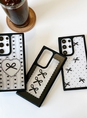 创意黑色蝴蝶结适用三星GalaxyS24手机壳S23+/S22Ultra可爱少女心A55全包A34/A23全包防摔A14/A05S防滑保护套