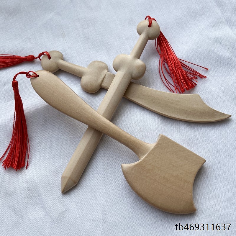 纯桃木剑斧子刀无漆挂件