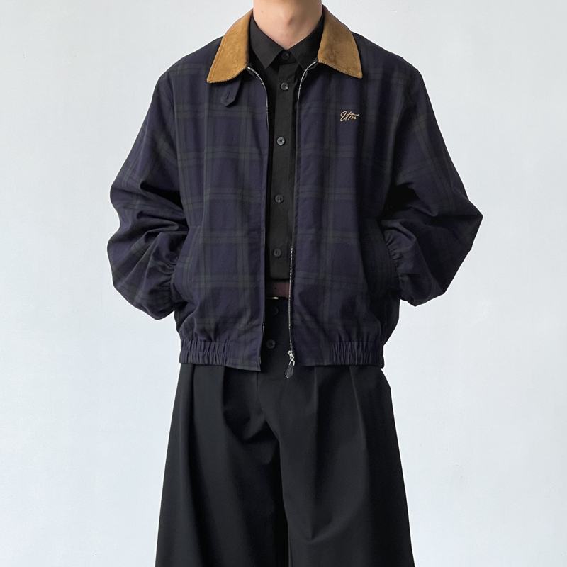 BROMAD老钱风复古拼接翻领夹克