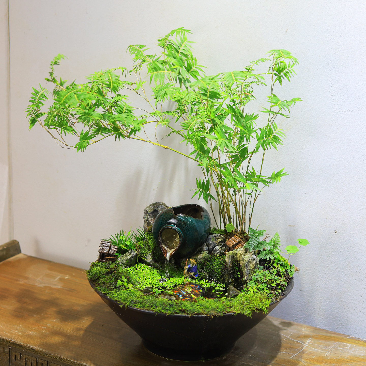 桌面流水生态微景观鱼缸