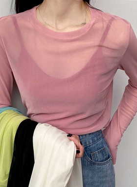 T-Shirt Pink Green Top Women's Basic TopT恤粉绿色上衣女上衣