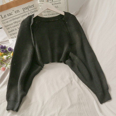 Wide style loose knit shawl sweater洋气百搭宽松针织披肩毛衣