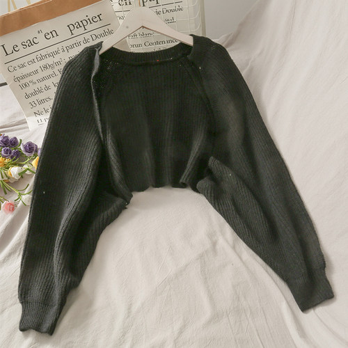 Wide style loose knit shawl sweater洋气百搭宽松针织披肩毛衣