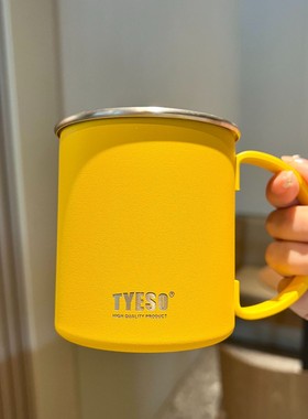 TYESO泰硕304不锈钢颜值马克杯女商务公隔热水杯创意欧式咖啡杯