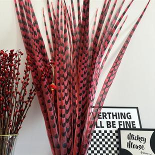 新品超值疯抢仿真羽毛红色山鸡尾野鸡翎子俏花旦舞台戏曲鸡毛