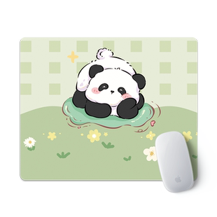 鼠标垫小号绿色熊猫办公室软垫笔记本电脑护腕垫可爱家用防滑耐脏