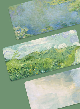 艺术油画超大防潮鼠标垫去污皮革防水办公桌电脑书桌垫工作护眼软