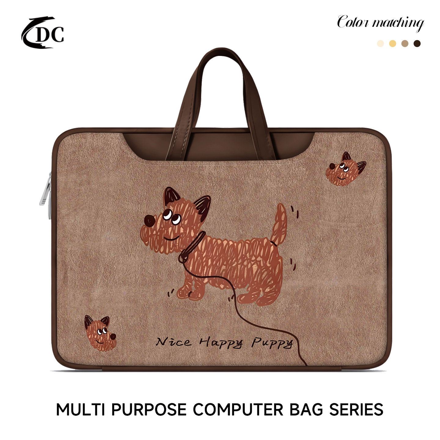 毛呢乱线小狗笔记本电脑包女手提高级感适用于苹果macbook15点6寸手提包小新air13华为matebook联想14内胆包